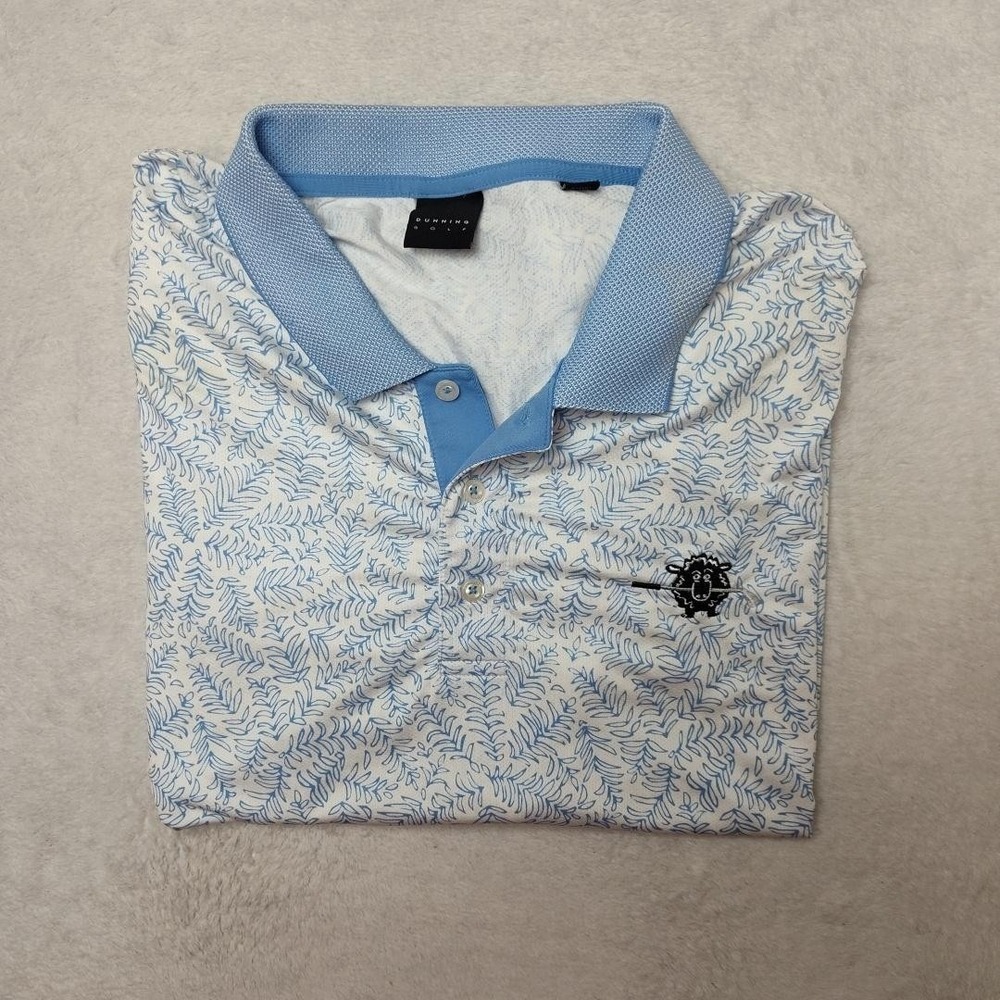 Dunning Polo Mens XL White Floral Golf Polo Performance Collared‎ Black Sheep